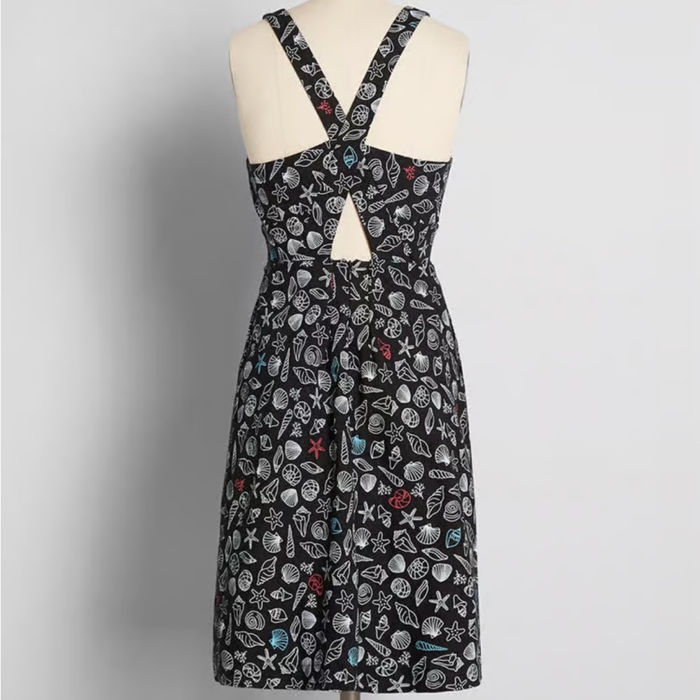 ModCloth Black Nautical Shell Print Midi Dress - Picture 2 of 12